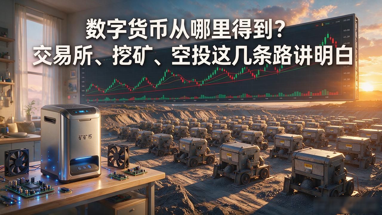 数字货币从哪里得到?交易所、挖矿、空投这几条路讲明白