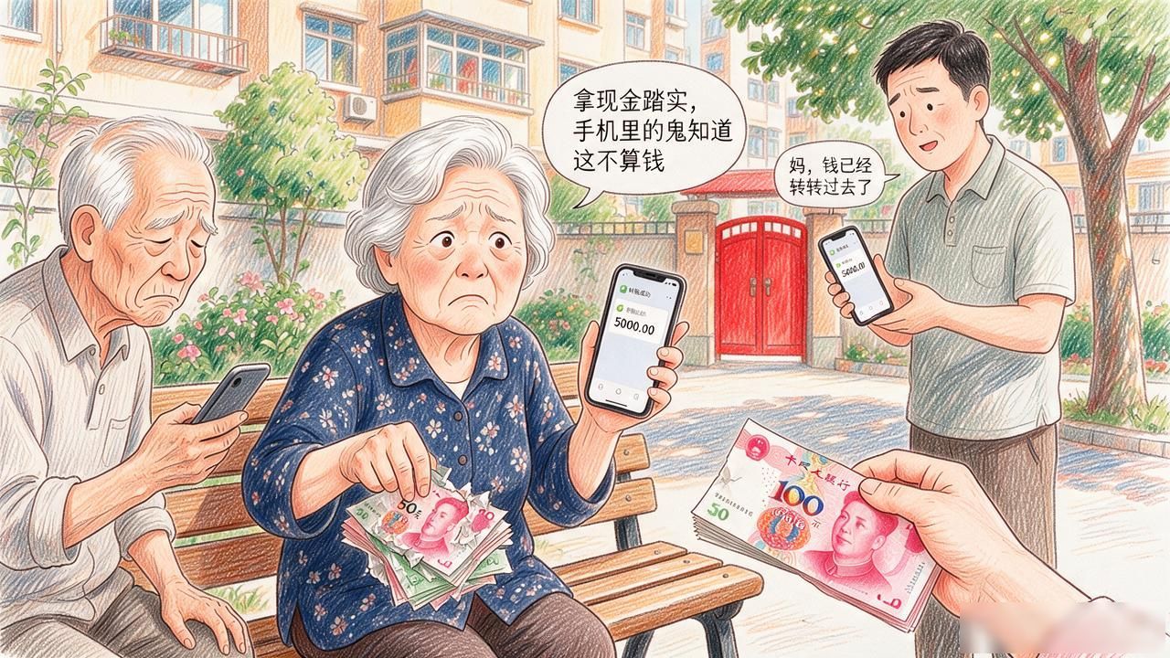数字货币普及后,年轻人手机一点就付了,可老人出门还在攥着现金