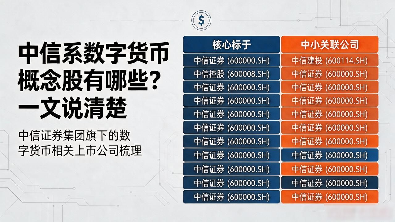 中信系数字货币概念股有哪些?一文说清楚