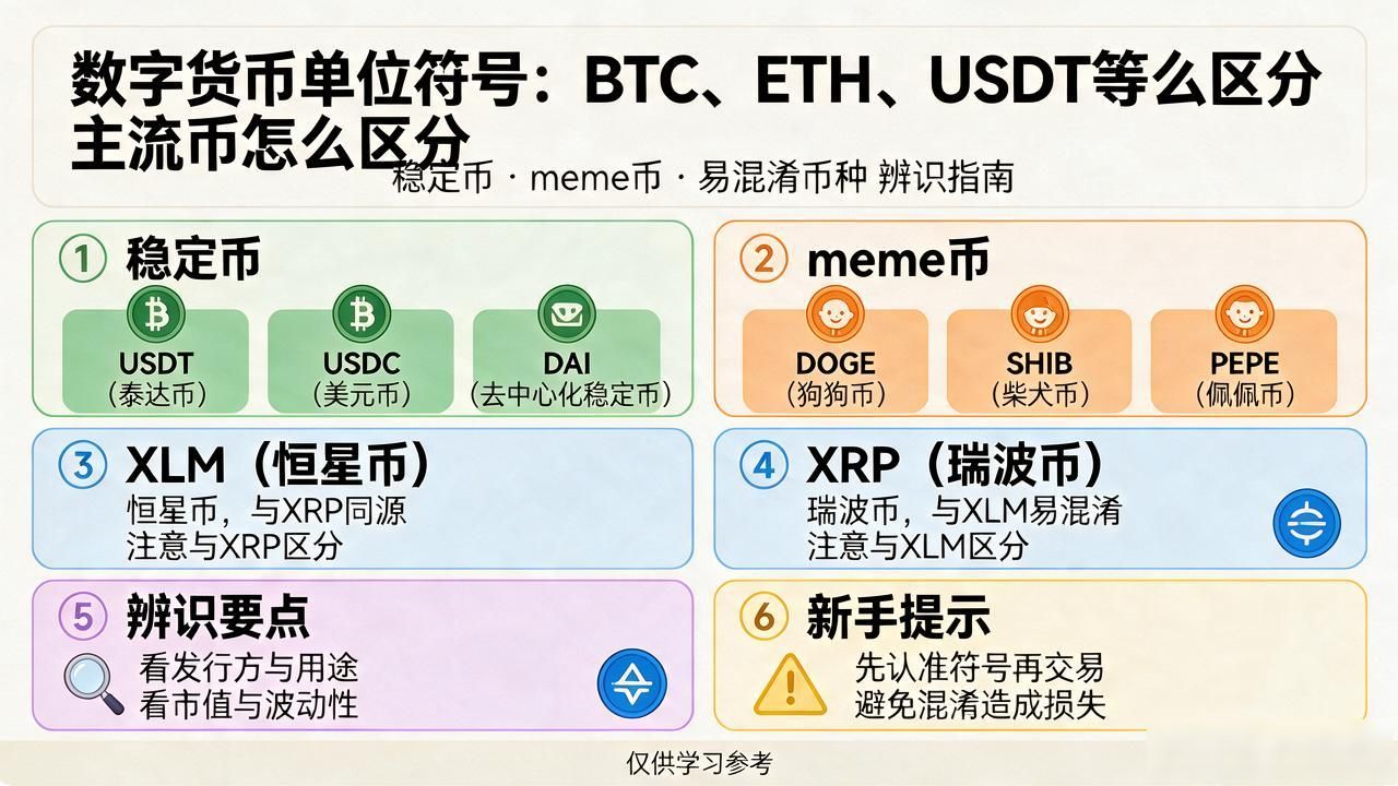 数字货币单位符号大全:BTC、ETH、USDT等主流币怎么区分